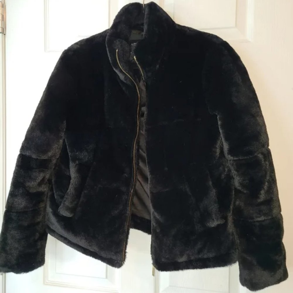 Zara fur black coat jacket M